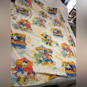Vintage 1980s Colorful Disney Mickey Character Bed Sheet